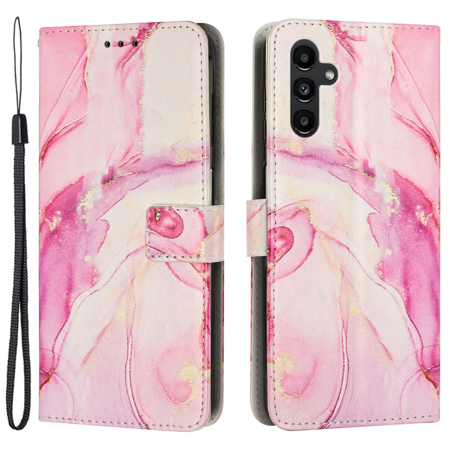 For Samsung Galaxy A24 4G Phone Wallet Case Marble Pattern PU Leather Stand Cover with Wrist Strap For Samsung Galaxy A24 4G Phone Wallet Case Marble Pattern PU Leather Stand Cover with Wrist Strap